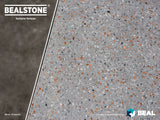 Bealstone exclusive terrazzo close-up, grey base with copper flecks